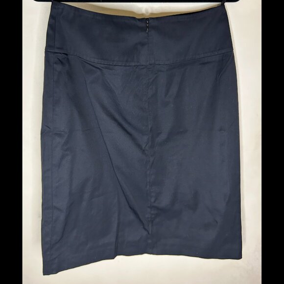 BANANA REPUBLIC Fitted Black Pencil Midi Cotton Skirt STRETCH SIZE 4 - Picture 5 of 7